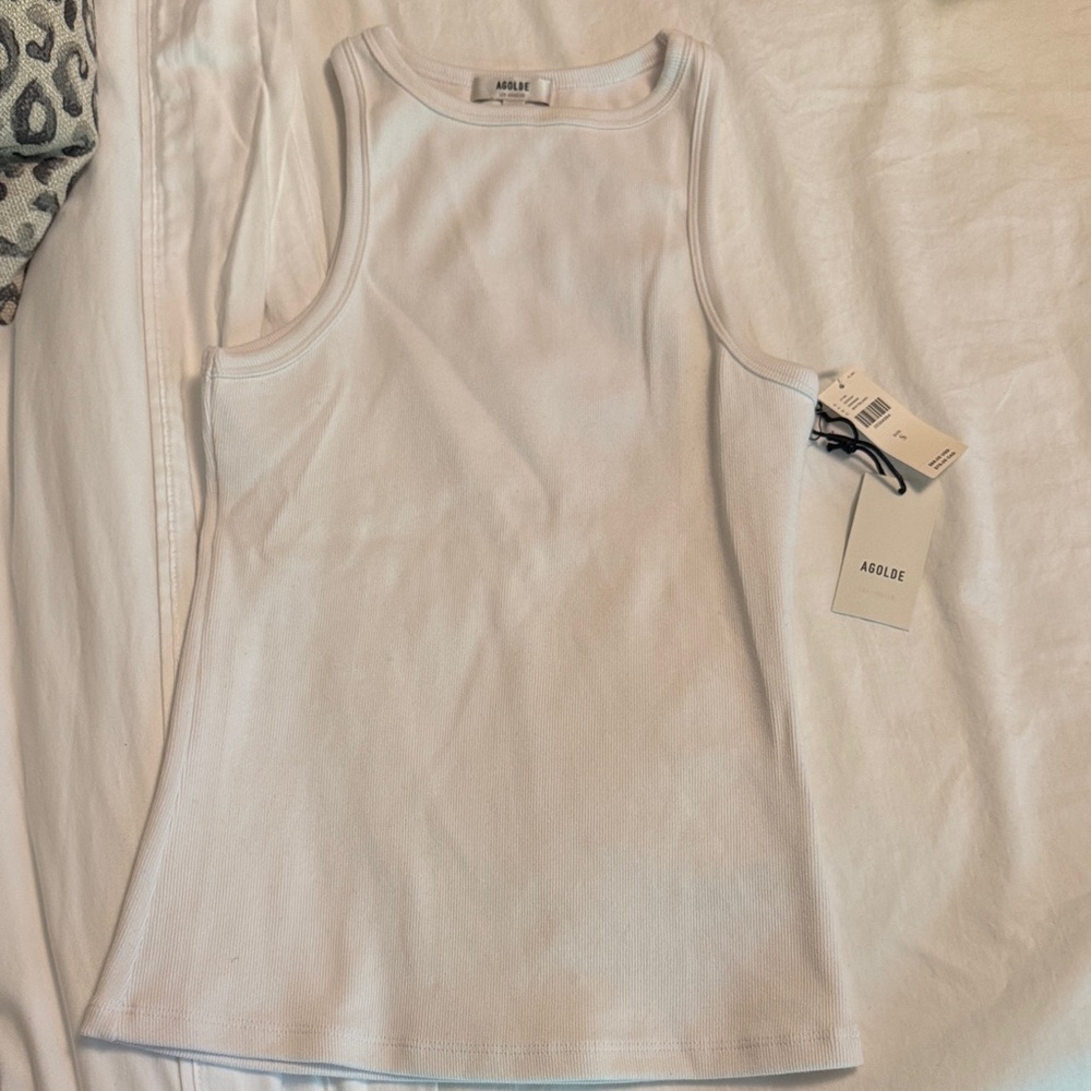 NWT Agolde Classic White Ribbed Tank Top size small